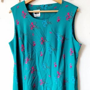 Vintage leslie fay blue pink floral midi dress